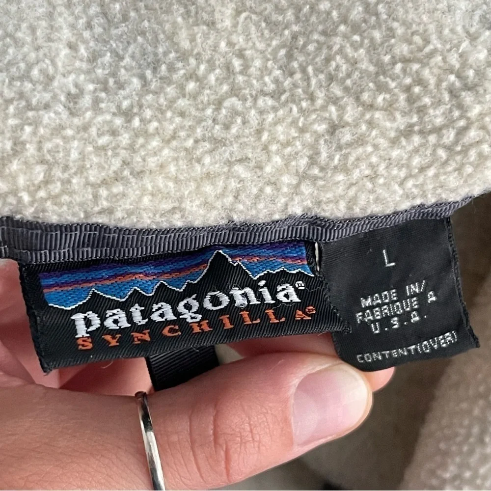 Vintage Patagonia Synchilla Made in USA Full Zip Fleece Jacket Granola Oat L